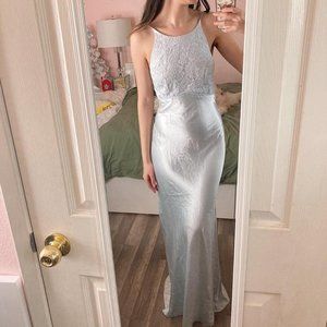 Size medium-Betsy & Adam light powder blue halter slip prom dress